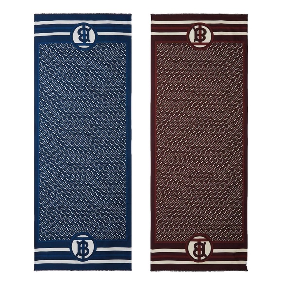 Burberry Scarf Double Printed Reversible 100% Silk New - Picture 1 of 5